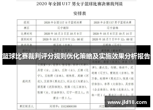 篮球比赛裁判评分规则优化策略及实施效果分析报告